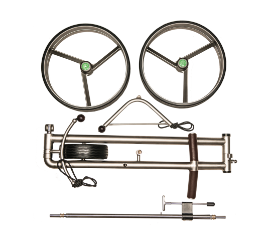 Fasan®, 3 Rad Edelstahl Golf Trolley, Golftrolley schnell-zerlegbar/-klappbar, in Titan-Optik und geeignet für Cartbags unterschiedlicher Höhe!
